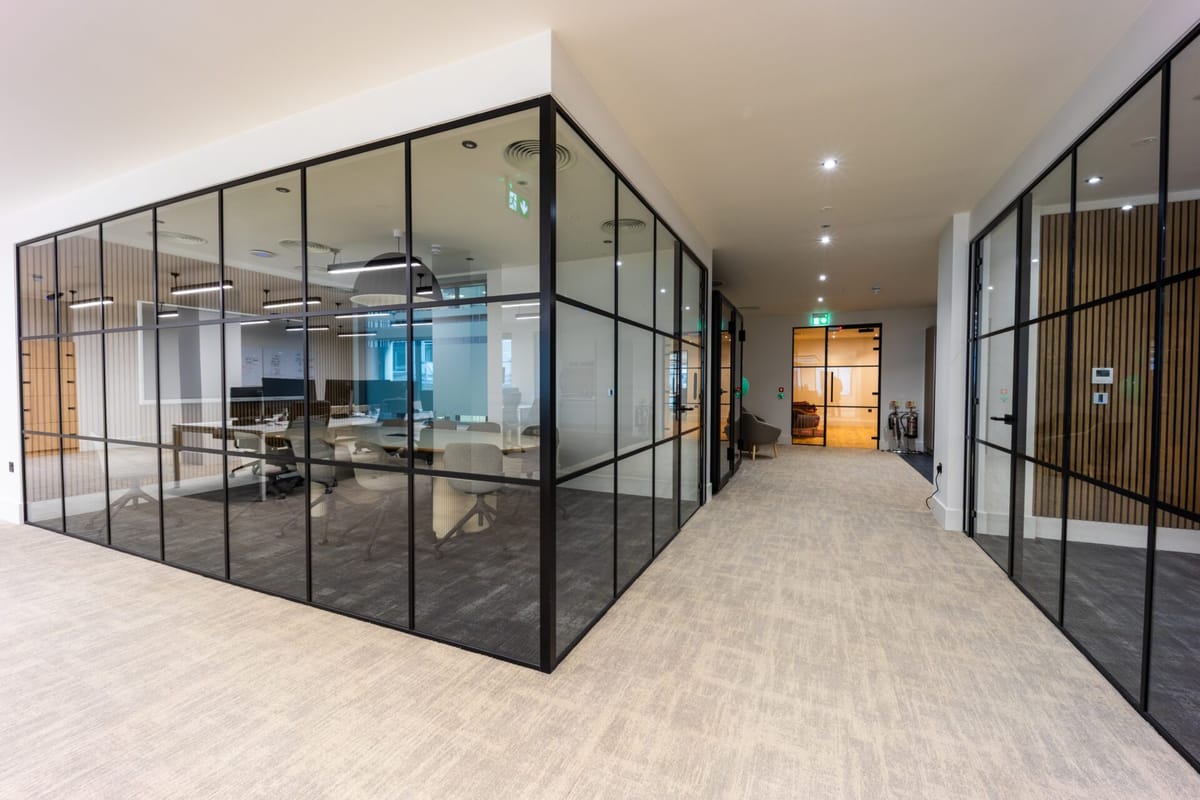 Completed partition walls with a clean paint-ready finish